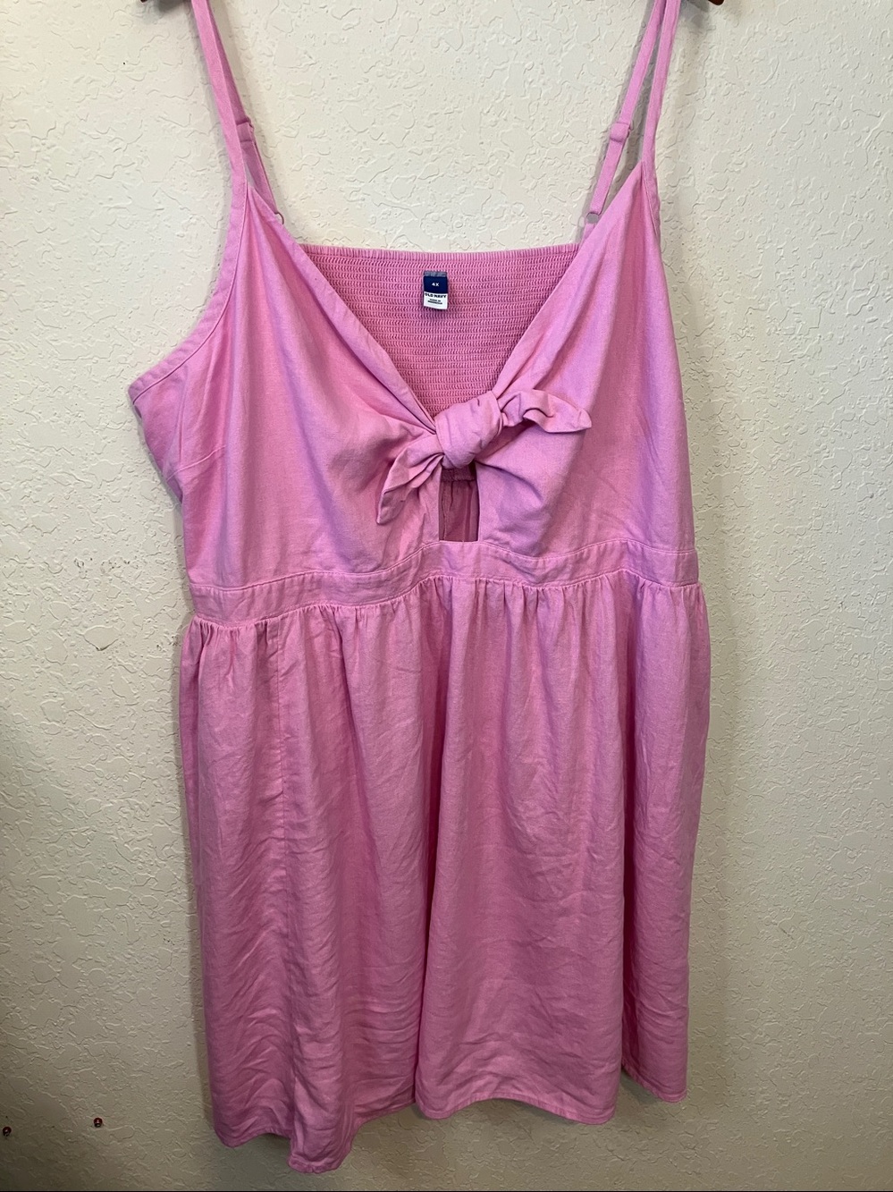 Old Navy pink strappy bow midi dress